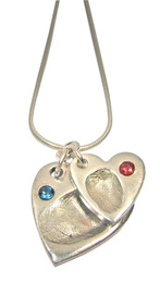 small and medium silver heart charms