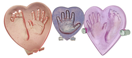 glass heart hand and foot plaque